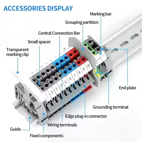UK1.5N/2.5B/3N/5N/6N/10N/16N/25N/35N/50N Terminal Block Screw Clamp Connector DIN Rail Universal Bra