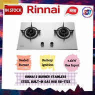 Rinnai [Ready Stock] 2 Burner Stainless Steel Built-In Gas Hob - Rinnai Malaysia Warranty