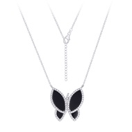 Silver Thai BUTTERFLY CZ WITH ONYX SILVER NECKLACE : สร้อยคอเงินแท้ 925 จี้รูปผีเสื้อ ใส่แล้วไม่แพ้