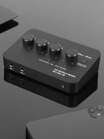 Compact Karaoke Audio Mixer AUX IN/OUT BT Connection with 2 Mic Inputs Digital Audio Sound Karaoke M