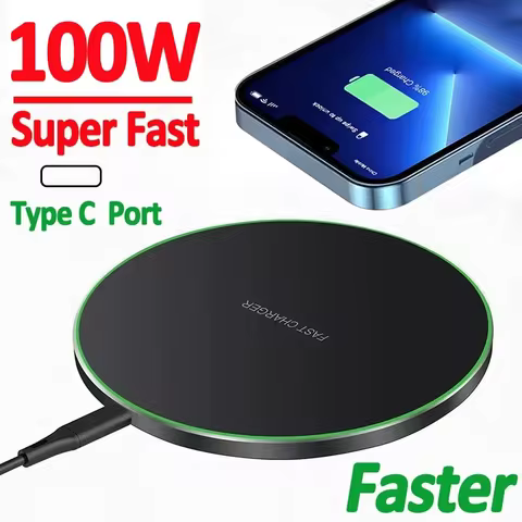 100W Fast Wireless Charger Pad For iPhone 15 14 13 12 X Pro Max 8 Samsung Galaxy S23 Xiaomi Wireless