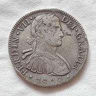 Uang Koin Kuno Hispan Spanyol Ferdin VII 1809 T. H Perak Lama #10