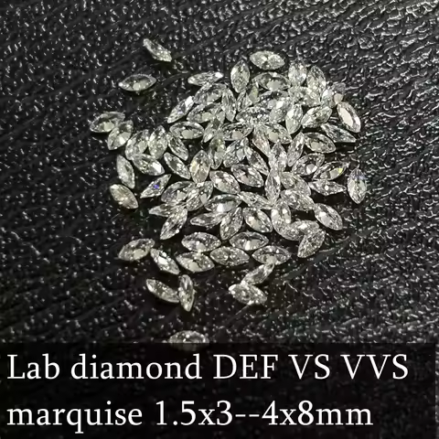 Melee Lab Grown Marquise Diamond CVD HPHT 1.5x3mm-4x8mm DEF VS VVS 0.03ct To 0.45ct Small Diamonds w