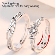2pcs Silver Color Couple Ring Couple Wedding Adjustable Rings N4Y0