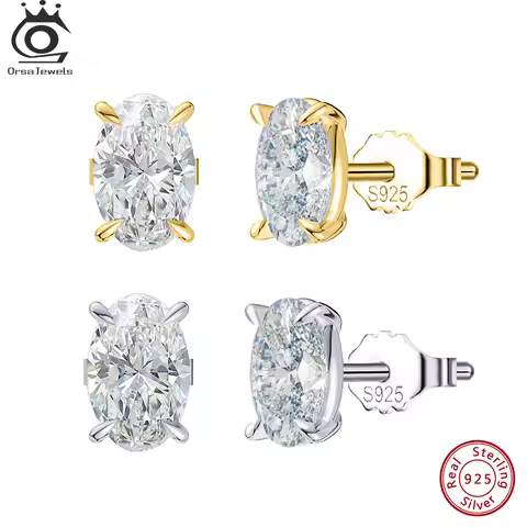 ORSA JEWELS Exquisite 925 Sterling Silver Zircon Earrings for Women Shiny 8A Premium Cubic Zirconia 
