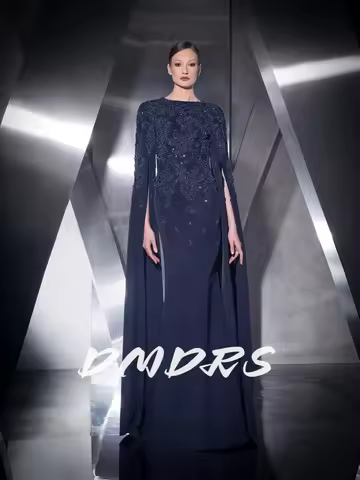 Muslim Modest Beaded Evening Dress Classic Long Sleeves Gracegul Cocktail Gown Of Mother Popular Cus