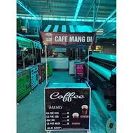 Foldable Coffee Cart with Black Canvas Printed Cover