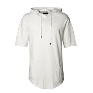 Mens Hooded Hipster Hip Hop T Shirt Streetwear Men's Hipster Short Sleeve Side Zipper T Shirt Men Sh