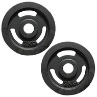 Bộ 2 miếng tạ gang tạ bánh gang 3 lỗ 2kg (đen)