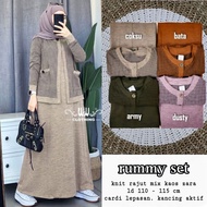 Ready Stock Ready to Ship • Rummy Set • Rossy Set • Original W&W Clothing • Knit Set Mix 2in1 T-Shir