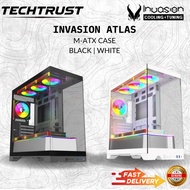 [ INVASION ALTAS ATX PC PC CASES M-ATX ] WITH 4 ARGB FLASHLUX FAN (WHITE & BLACK)