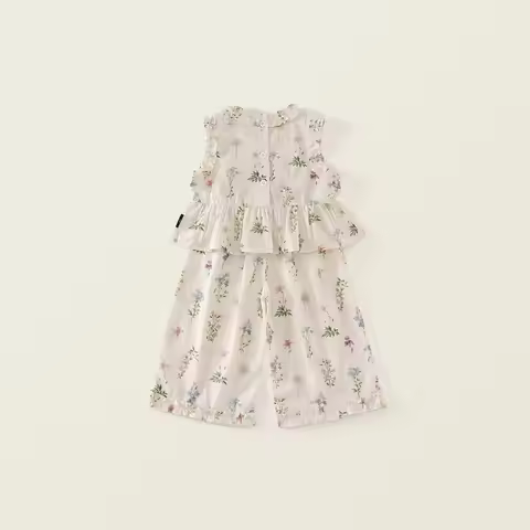 2026 2T-7T Summer Clothes for Girls Floral Sleeveless Wide-leg Pants Girls Sets Fungus Lace Tank Top