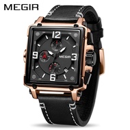 MEGIR Creative Men Watch Luxury Chronograph Quartz Watches Clock Men Leather Sport Army Military Wrist Watches Saat