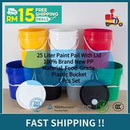 【EM097】1Pc Food Grade Premium Quality 2mm Thick PP Plastic 25Liter Paint Pail /Plastic Bucket