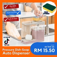 3-in-1 Soap Dispenser Sponge Holder Kitchen Dish Wash Pump Pam Sabun Bekas Span Sinki Cantik 洗洁精按压自动