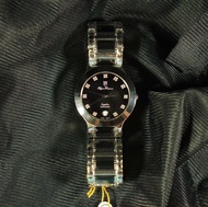 OP olym pianus sapphire นาฬิกาข้อมือผู้ชาย รุ่น 82661M-616 ขอบเงิน  ( ของแท้ประกันศูนย์ 1 ปี ) NATEETONG