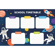 Sineul Art Poster Astronaut Theme Lesson Schedule/ Daily Weekly Planner School Timetable/ Wall Plann