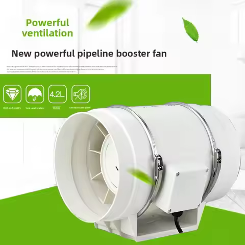 HZ Plastic Shell Circular Diagonal Flow Booster Pipe Fan, Kitchen High Temperature, Anti-corrosion E