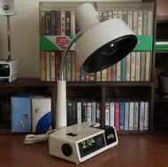 日本 昭和 東芝 Clotty 白色 翻頁鐘 桌燈 復古 夜燈 時鐘 擺飾