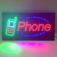 ป้ายไฟ LED ป้ายไฟ PHONE+รูปโทรศัพท์ ป้ายไฟร้านโทรศัพท์ มือถือ ป้ายไฟร้านซ่อมโทรศัทพ์