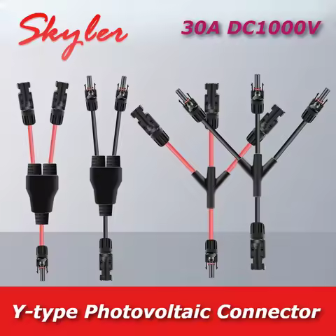 Waterproof Y-shaped Photovoltaic Connector Cable 30A DC1000V IP67 1 to 2 Parallel Black Red Wire Y3 