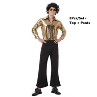 Men 60s 70s Retro Disco Hippie Costume Halloween Carnival Party Music Festival Cosplay Dress Up Suit