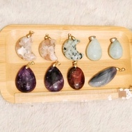 Crystal pendant charms flower agate amethyst kiwi jasper pietersite