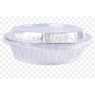 10pcs AL 1425 Aluminium Round Disposable Foil Tray Container with Lid (1425) / Baking Aluminium Foil