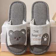 bedroom slippers men slippers Linen Slippers - Cotton Linen, Cartoon Cute Design for Couples