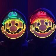 Super Mario Bros Led Luminous Mask Luigi Mario Game Anime Masquerade Party Performance Props Halloween Mask Toy