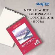 MayArt Favini Wire-O Mixed Media Book 180gsm 100% Cellulose Natural White A3/A4 Buku Media Campuran