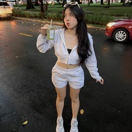 Set bộ nỉ Hoodie Zip Croptop và Quần Short Ngắn AUGETY (Có tách lẻ)