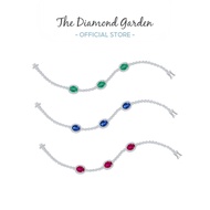 TDG 10K Gold Lab Grown Oval Shaped Gemstone Diamond Bracelet