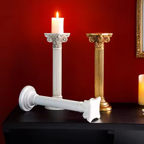 1PC, European retro Roman column-shaped decorative candlestick, central decorative item on the deskt