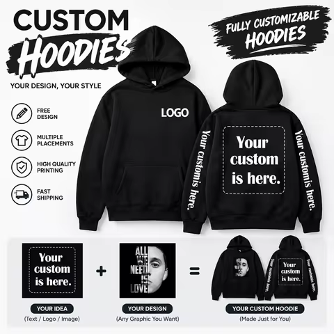 Student Casual Custom Printed Text DIY Hoodie Customized Personalized Hoody Custom Hoodies Text Swea