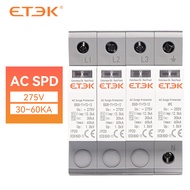 ETEK SPD AC House อุปกรณ์ป้องกันไฟกระชาก 275V Protector Arrester Protection Type T1 + T2 2P 4P 30KA 