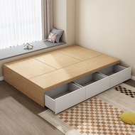 【SG Sellers】Storage Bed Frame with Storage Drawers Tatami  Wooden Bed Queen King Bed  Double Master Bedroom Bed   Single Wooden Bed