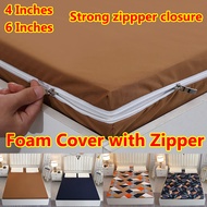 Uratex Foam Cover with Long Zipper 4 Inches 6Inches 2 Sides Bed Sheet with Zipper (balot sa foam) Bed Foam Cover Single Double Full Queen King Sizes All Available