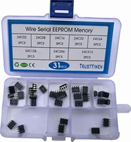 New 31pcs 24C02 24C08 24C16 24C32 24C64 24C128 24C256 24C512 DIP Wire Serial EEPROM Memory Include B