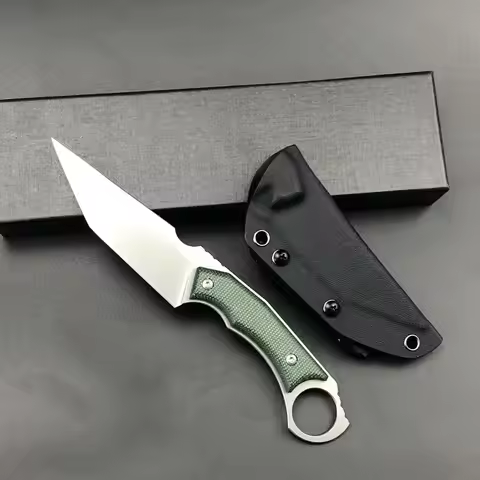 TRSKT 14C28N Camping Knives,Hunting Knives,Outdoor Survival Knife,Edc Tool 61Hrc With Kydex,Flax Han
