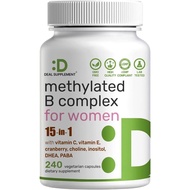 DEAL SUPPLEMENT Methylated B Complex for Women, 240 Vegetarian Capsules | 15-in-1 Bioactive Formula 