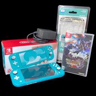 缺貨【二手 NS主機】9成新 Switch Lite 藍綠色主機＋魔物獵人 世代 終極國際版&amp;配件【台中星光電玩】