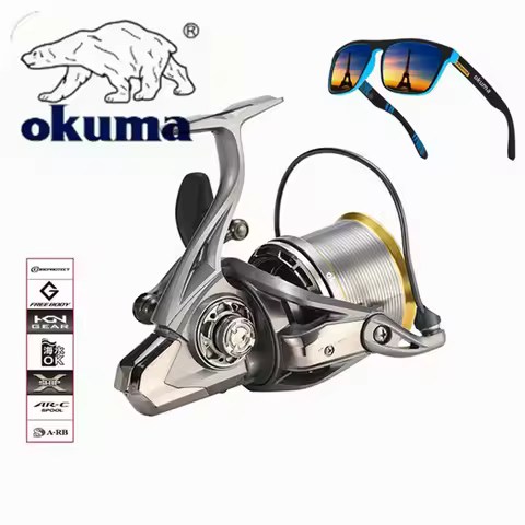 OKUMA Big Spinning Fishing Reel 8000-14000 9000 10000 12000 Max Drag 20KG Sea Reel Free Line Saltwat