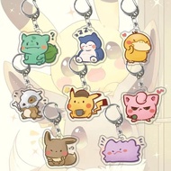 Cute Pokemon Pikachu Eevee Ditto Snorlax mica acrylic chibi keychain decor book and bagbag makes a l