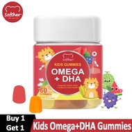 SOFTHER Omega+DHA Gummies for Kids Gummies Improve Heart and Brain Healthy Vegan Supplement Boost Me