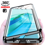 360° Metal bumper adsorption flip case for honor x9a 5g double-side tempered glass coque honar hone