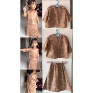 PRELOVED Baju Raya Kurung Moden 1Tahun+ Budak Perempuan SILK / Baby Girl Toodler / Warna Coklat Brown Colour