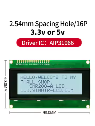 LCD 2004-A Display Module IIC Serial Screen 98x60mm White Blue Screen