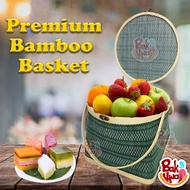 Bakul Buluh Raya Bamboo Portable Storage Basket for Hamper Raya Moon Cake CNY Box Hand Crafted Rattan Woven