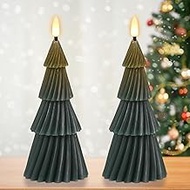 DRomance Christmas Tree Flameless Candles with 6 Hour Timer, Battery Operated LED Flickering Candle 